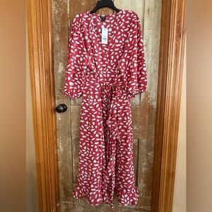 Evans Red and White Patterned Molly wrap front dress